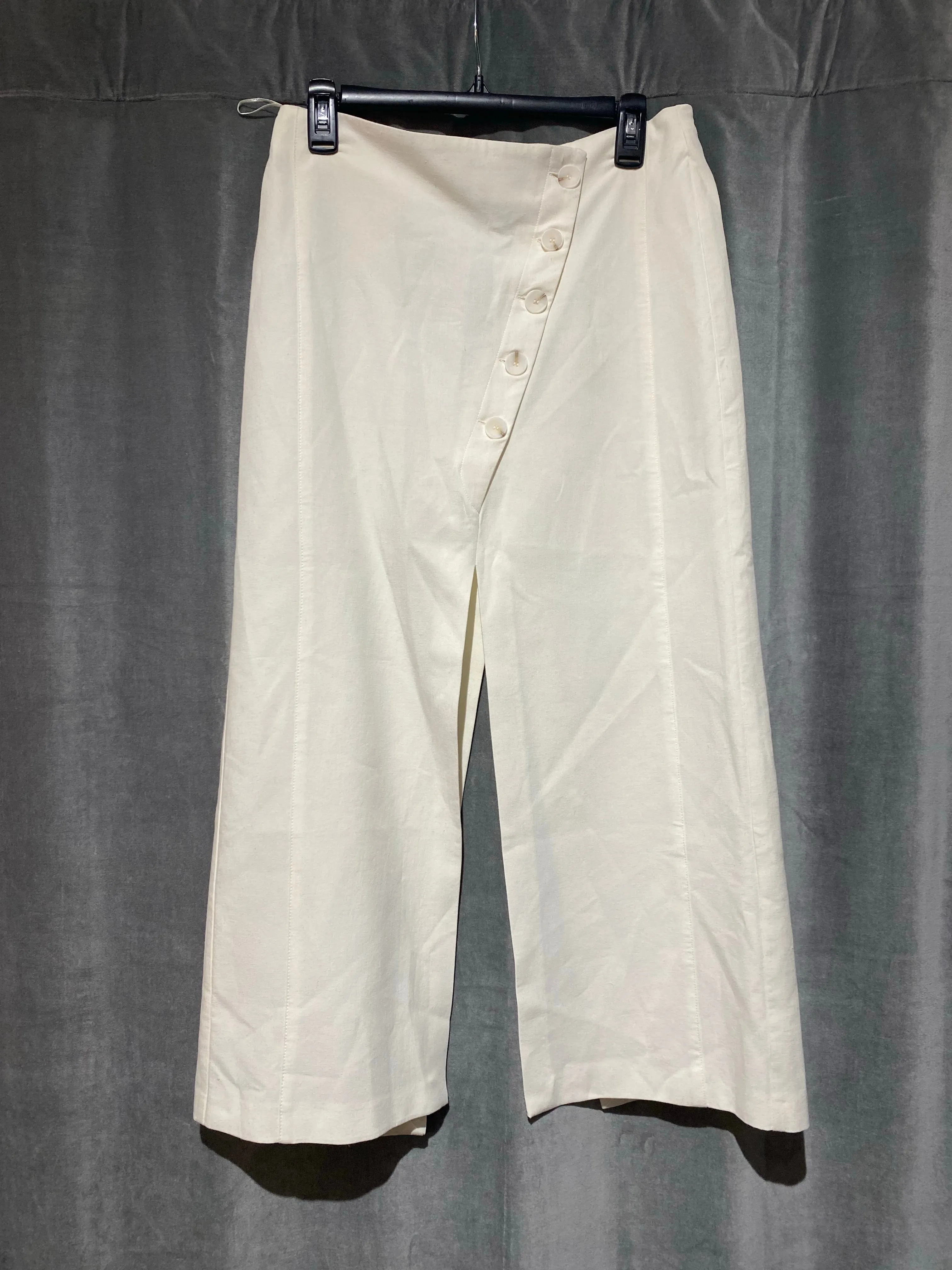 Zara White Asymetrical Button Double Slit Skirt