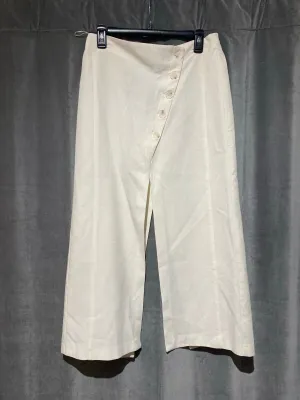 Zara White Asymetrical Button Double Slit Skirt