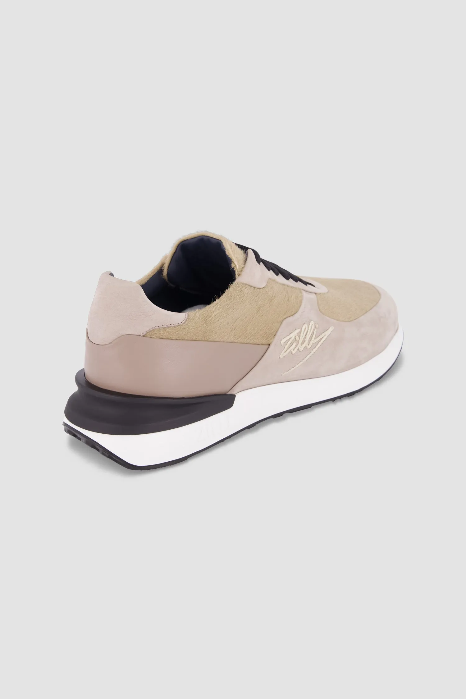 Zilli Beige Suede Calfskin Signature Sneakers