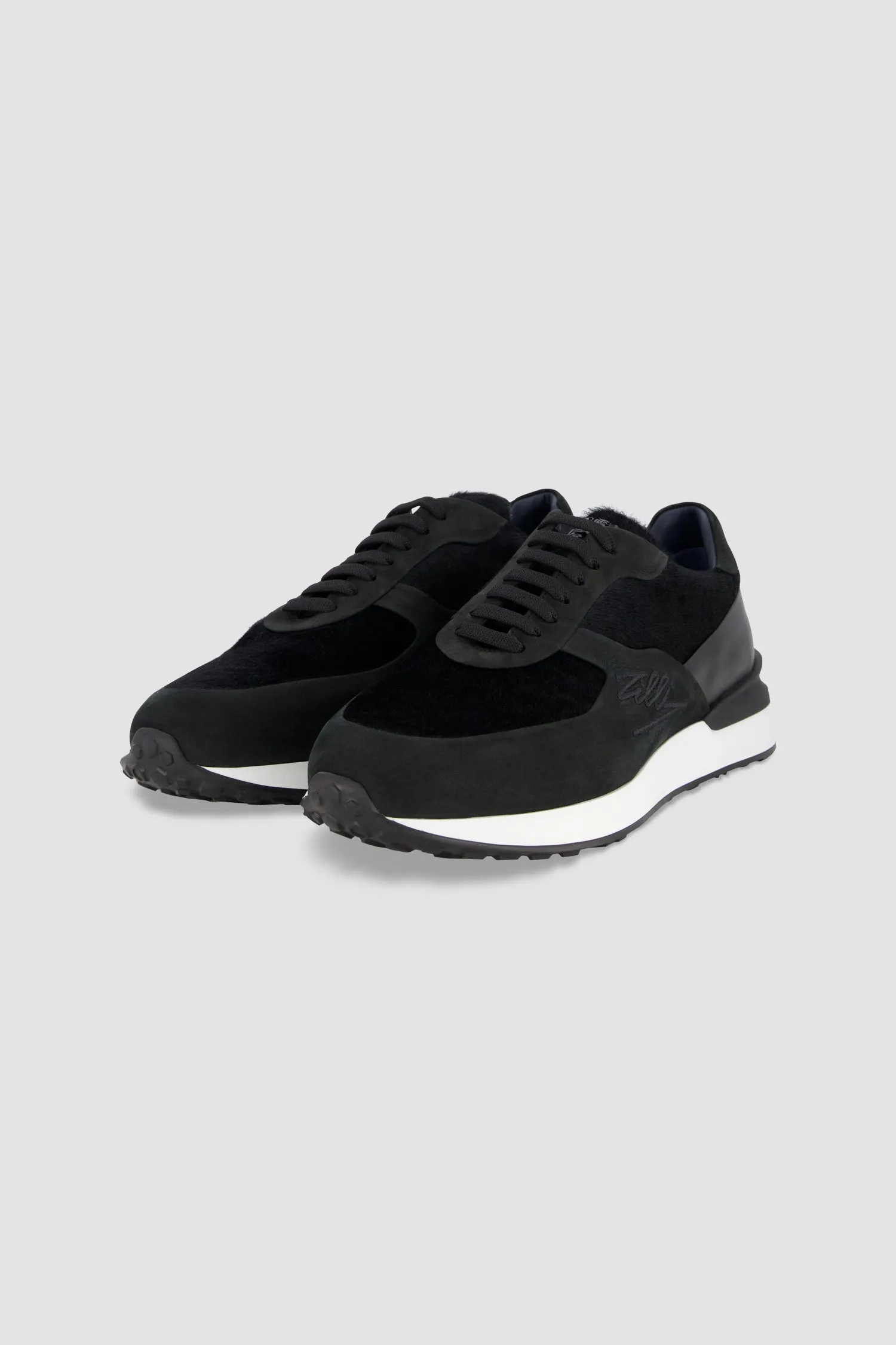 Zilli Black Leather and Suede Sneakers